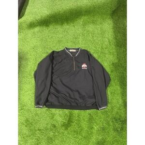 Vintage Akwa Mens Ohio State Buckeyes Quarter Zip Pullover Jacket Black USA Made